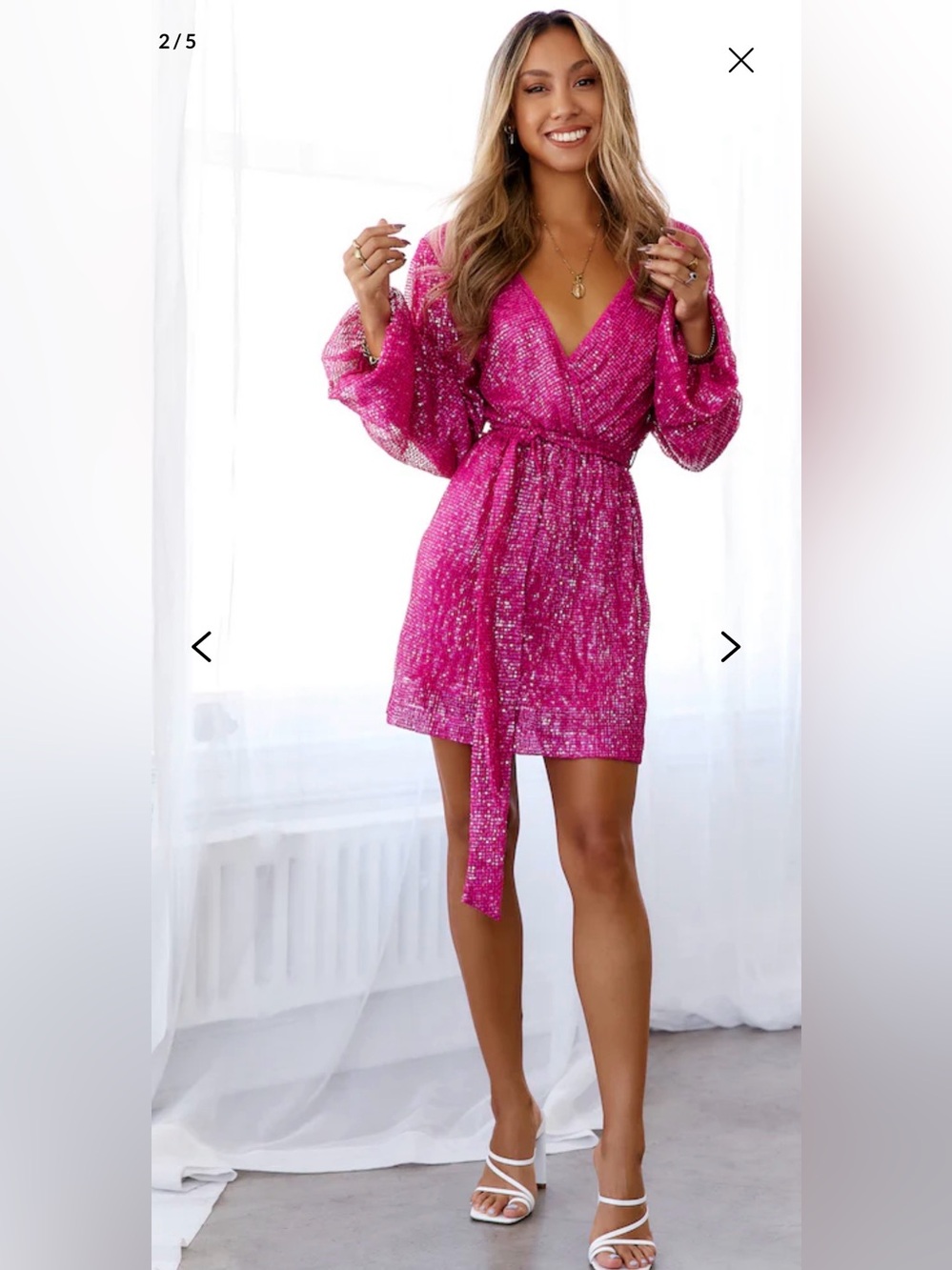 Hello Molly Fuchsia Sequin Wrap Dress